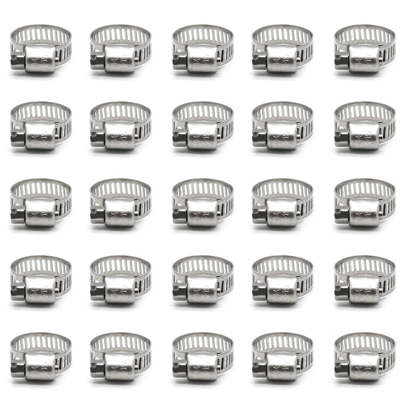 ZIPCCI Hose Clamp, 25 Pack Stainless Steel Worm Gear fuel line hose clamps, 13-19mm (1/2-3/4 inch) - Image 1